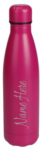 Personalised Engraved 500ml Insulated Water Bottle with Any Name Hot or Cold Drinks Selection of Colours (Hot Pink)