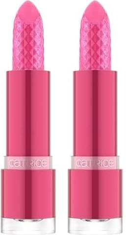 Catrice Glitter Glam Glow Lip Balm, Lippenstift, Nr. 010, Pink, feuchtigkeitsspendend, pflegend, farbanpassend, vegan, ohne Parabene, ohne Mikroplastikpartikel, Nanopartikel frei, 2er Pack (3.2g)