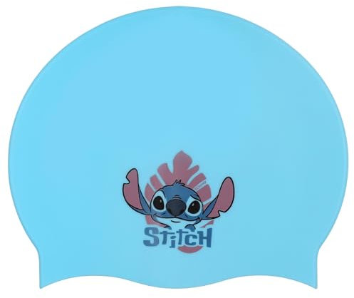 DISNEY Stitch Cuffia da nuoto, silicone per bambini 3+ | ESTENSIBILE, misura universale per la piscina Per Bambine e Bambini (Blu Stitch)