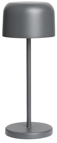 Olympia Siena Round Dome Table Lamp, Cordless Grey, 200mm | Rechargeable lithium battery provides hours of wireless illumination, creating a warm, ambient dining atmosphere.