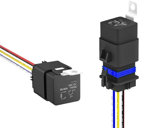 Relé de 12 V con arnés Relé impermeable 12 V 30/40 AMP 5 pines SPDT 14 AWG Zócalo de relé de 12 voltios