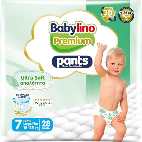Babylino Premium Pants, Größe 7, mit Ultra-Soft-Filter, XL Plus (15-25 kg), 28 Stück