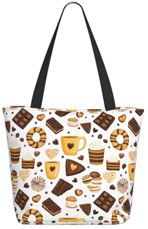 Tragetasche für Damen, Motiv: Schokoladen-Donut-Kuchen, große Schultertasche mit Reißverschluss, Handtaschen für Arbeit, Reisen
