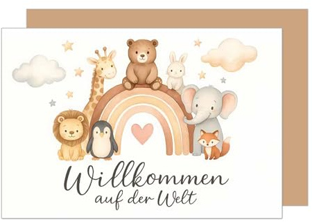 Edition Seidel Premium Glückwunschkarte zur Geburt mit Umschlag. Karte Grußkarte Babykarte Willkommen auf der Welt Junge Mädchen Baby Kind (E308 SW025)