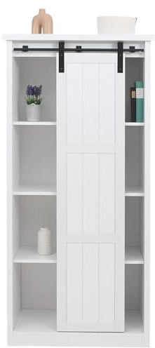 Mendler Armoire HWC-K75 Aspect Bois Industriel métal 163x76x38cm Blanc