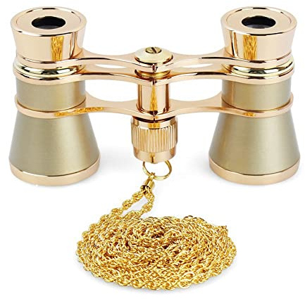 Orolotay 3X25 Opera Viewing Binoculars All Metal with Handle/Chain Ladies Retro Small Binoculars Mini Binocular