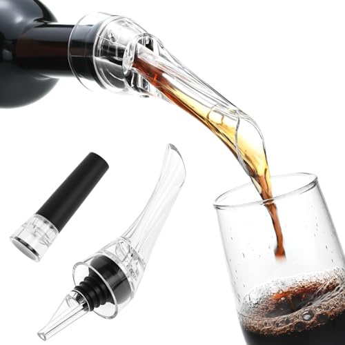 QWORK® Wine Decanter with Stopper, Drip-Free Spout Aerator, for Instant Aeration