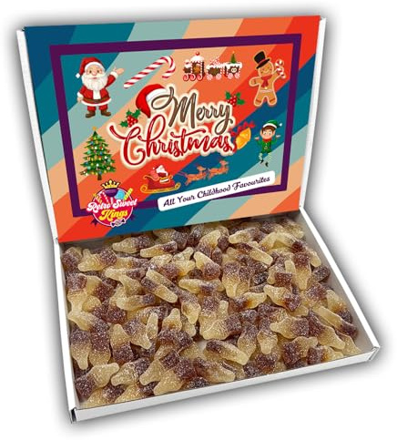 Fizzy Cola Bottles Merry Christmas Sweets Gift Box Hamper (RETRO CHRISTMAS FRONT)