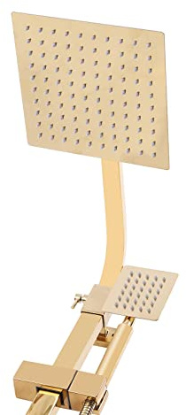 WFIETN Duschsystem mit Armatur, Gold Regen Dusche Duscharmaturen Duschset Wandmontage Quadrat Duschbrause Set Duscharmatur, 80-113cm Höhenverstellbar