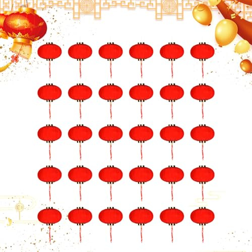 Palaufr Chinesische Lampions Für Draußen - 30 Stücke Festtagsdekoration - Dekoration Zum Frühlingsfest | Für Restaurant Zuhause Wohnung Eingangsbereich Kulturfeste Haustür Terrasse Büro Garten