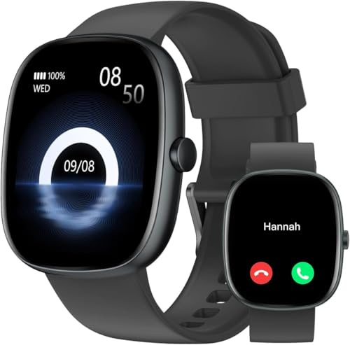 HUAKUA Montre Connectée Homme Femme Smartwatch Appel Bluetooth Notification | Montre Sport pour Samsung Xiaomi iPhone Android iOS Podometre Cardiofréquencemètre Oxymetre Multisport Etanche IP68