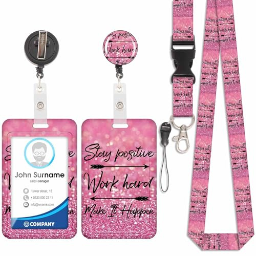 Swivel Lobster Clasp, porta badge, porta carte con avvolgitore retrattile, staccabile cordino, Swivel Lobster Clasp, per porta badge identificativi (rosa)