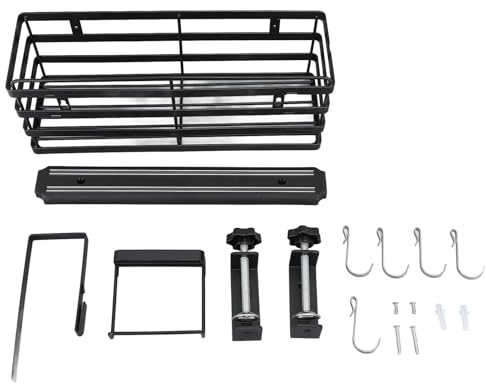 OPSDKVKS Grill-Organizer, tragbare Grillplatte für Grillen im Freien, platzsparendes Design mit magnetischem Werkzeughalter und J-förmigen Haken, langlebiges Eisenmaterial für 28-Zoll- und