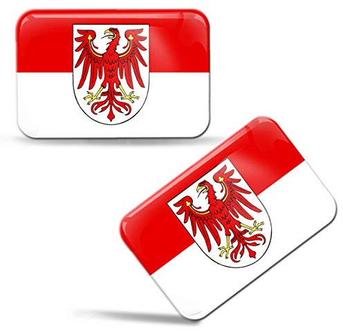 Biomar Labs® 2 x Aufkleber 3D Gel Silikon Stickers Brandenburg Flag Flagge Fahne Auto Motorrad Fahrrad Fenster Tür PC Handy Tablet Laptop F 104