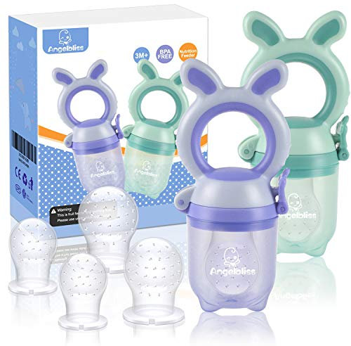 ANGELBLISS Tétine Pour Bébé/Tétine à Fruit/Tetine Grignoteuse Bebe/Tétine D'alimentation Pour Bébé - Jouet de Dentition Pour Bébé, Sans BPA (Paquet de 2)