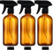 BELLE VOUS 3 Pack Empty Refillable Amber Glass Spray/Mist Bottles - 500ml/17.6oz Durable Trigger Sprayer Bottle Container Set - 2 Stream Settings for Cleaning Products, Aromatherapy & Essential Oils