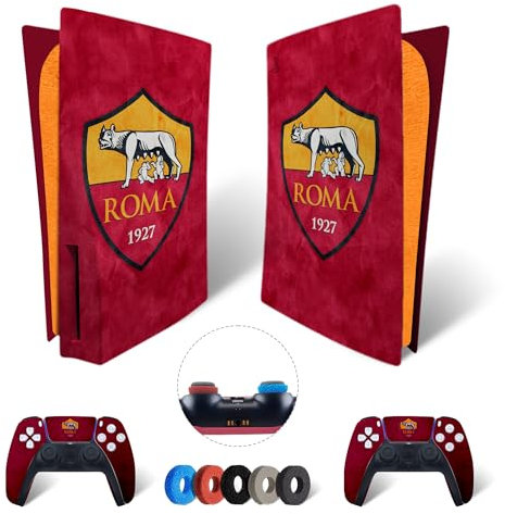 MaD Vision® Extra-Durable Skin Set per PS5 Disc + 5 Paia di Aiming Rings | Pellicola Adesiva in Vinile Opaco per PlayStation 5 + 2 Controllers - per Roma Design