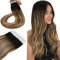 Hetto Tape Extensions Echthaar Schwarz Tape in Extensions Echthaar 60 cm Balayage Schwarz to Dunkel Braun and Licht Blond Seidig Gerade Invisible Tape Klebe Remy Haarverlangerung 20pcs 50g #1b/6/27