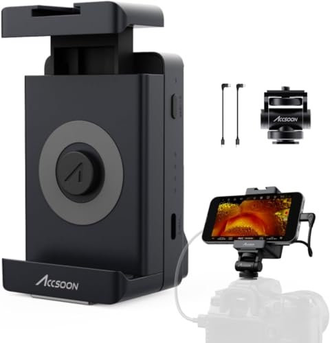 Accsoon SeeMo Video Handset Monitor Cameras HDMI to iOS Video Capture Adapter FHD 1920 * 1080P 60FPS Real-Time Streaming Recording Previewing,iOS 12.0 or Later iPhone/iPad Adjustable (Black)