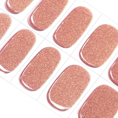 DANNI & TONI 28 Stickers Semi Cured Nail Strips,Pinkish Nude Solid Colour Soft Self-Adhesive Gel Nail Stickers (Everglow),Shimmer Salon-Quality Gel Nail Polish Strips Manicure Stickers Set