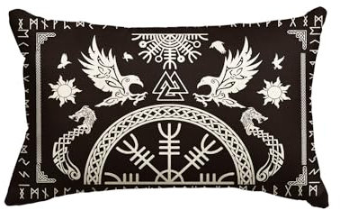 Artoid Mode Wikinger Baum des Lebens Rabe Helm der Ehrfurcht Kissenbezug, 30x50 cm Saisonnal Zierkissenbezug Cushion Cover Couch Wohnzimmer Deko
