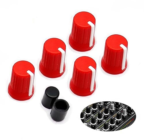 WXYINSPAS 5pcs Universal EQ Rotary Knob Replacement Equalizer Potentiometer Fader Knobs Push Rod Cap for DJ Controller Mixer Console Pioneer DJM、DDJ、XDJ, Denon Numark AKAI RANE VESTAX (Red Hats)
