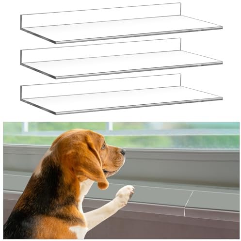 Wenqik 3 Pcs Total Length 35.5'' x 5.25'' Width x 0.16 Thick Clear Pet Window Sill Protector from Dog Cat Scratching Transparent Protection Against Dog Claw Chewing Slobbering Window Cover Guard