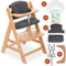 hauck Kinder Hochstuhl Alpha+ inkl. Play Tray Basis, Spielaufsatz Planting Flowers & Sitzpolster - Mitwachsender Babystuhl aus Holz, Kinderhochstuhl ab 6 Monate, verstellbar - Natur