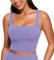 CRZ YOGA Damen Butterluxe Sport BH Gepolstert Ohne Bügel Crop Tops Atmungsaktive Yoga Tank Top Fitness Workout Sports Bra Dunkles Lavendelviolett 40