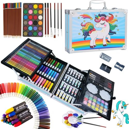 HYDROGELIX® - maletin pinturas para niños, acuarelas, pintura acrilica, estuche pinturas, set de pinturas para niños, maletín de pinturas para niñas, maletin pinturas unicornio