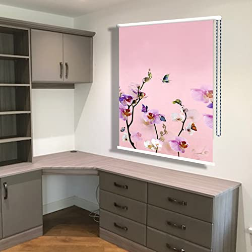 Roller Blinds Floral Pattern Roller Blind Shades - Waterproof Reduce Noise Bathroom Bedroom Window Roller up - Available in Various Widths