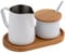 APS 631 Milch- und Zucker-Set, 5-tlg. Set, Bambus, Edelstahl, antihaft beschichtet, weiß