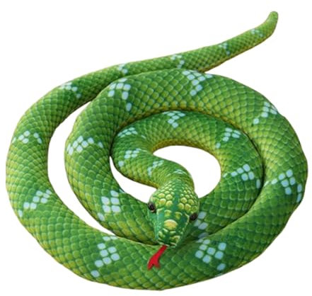Champracer Schlange Kuscheltier, Realistische Plüschstofftier, Spielzeug Als Dekoration und Geschenk für Kinder (80 cm, Grün)