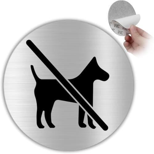 LEIASA | Selbstklebendes „Keine Hunde erlaubt“-Schild - Dicke 0,6 mm - Durchmesser Ø 100 mm - Aluminium - „Keine Hunde“-Beschilderung - „Keine Hunde erlaubt“-Signal - (Verbotsschild für Hunde)
