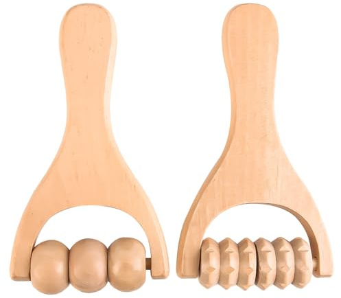 Wooden Massage Roller Set, 2PCS Wood Therapy Massage Tools Massage Roller Ball, Portable Handheld Wooden Massager for Face, Back, Neck, Full Body Muscle Pain Relief & Relaxing