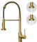BESy Brushed Gold Kitchen Sink Tap, 2 Function Kitchen Sink Mixer Taps with Pull Out Spray, Brass High-Arc 360° Swivel Single Handle Spring Rv Taps