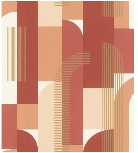 Red Orange Geometric Pattern Wallpaper - Contemporary Versatile Sophisticated - Feature Wall - Living Room Study Dining Room Bedroom - Abstract Washable Strippable - Paste The Wall Non Woven