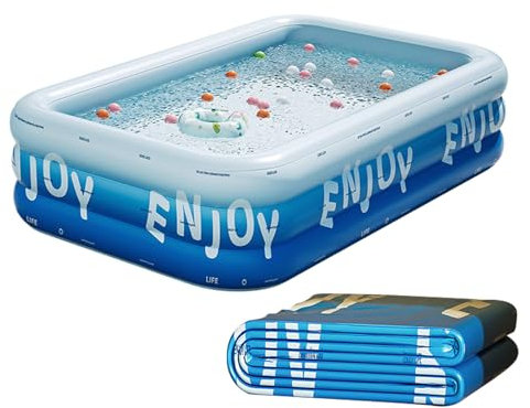 Piscina inflable, piscina hinchable para adultos y niños – Tubular rectangular resistente a los rayos UV acuáticos para actividades de verano en jardín y playa