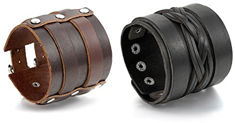OIDEA Herren Armband Leder Armschmuck Schwarz, Braun Breite Lederarmband Surferarmband Armreifen Verstellbar