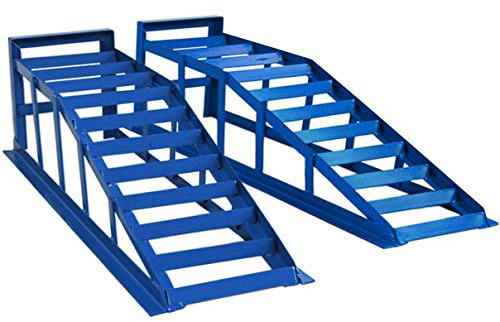 Auffahrrampe Rampe PKW 2 x blau bis 265er Räder extra breit 2000 kg pro Paar Auffahrbock 21 Grad Auffahrwinkel