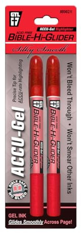 G.T. Luscombe Company, Inc. Accu-Gel Bible Highlighter, Bible Study, No Bleed Solid Gel, No Smearing or Fading, Long Lasting, Bright Translucent Color Dry Marker, Red
