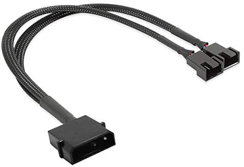 OPSFALCON 2 Pack 4-Pin Molex (Actual 2-Pin) to 2 x 3 Pin / 4 Pin PMW 12V PC Case Fan Power Adapter Cable, 3-Pin or 4-Pin (PWM Connector) to Molex Computer Cooler Cooling Fan Splitter Y Power Cable