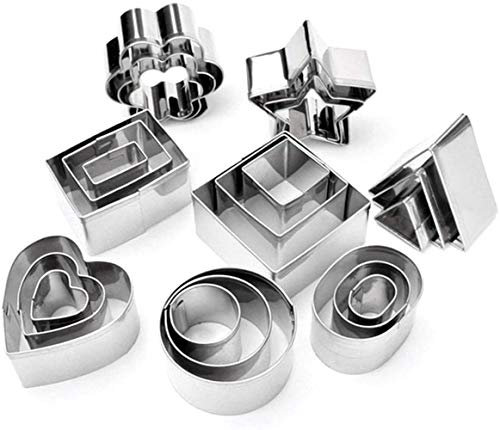 Mini Geometrische Cookie Keks Ausstecher Set, 24 Stücke Metall Ausstechformen Set Einfacher Rand Geometrische Formen Mini Schneider, DIY Tools für Backen, Weihnachten von VOARGE (Rechteck) (Rechteck)