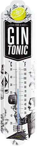 Nostalgic-Art Retro Thermometer, 7 x 28 cm, Gin Tonic Weather – Geschenk-Idee als Bar-Zubehör, aus Metall, Vintage Design