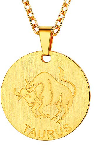 FaithHeart Gold Stier Kette, Sternzeichen-Serie Anhänger, Sernbild Anhänger Halskette für Damen Frauen