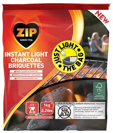 ZIP Instant Light Charcoal Briquettes 1kg Barbecue BBQ Charcoal Bag Outdoor Dining Cooking