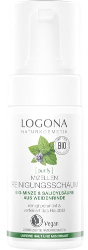 Logona Purify Mizellar-Reinigungsschaum, Bio-Minze und Salicylsäure aus Weidenrinde