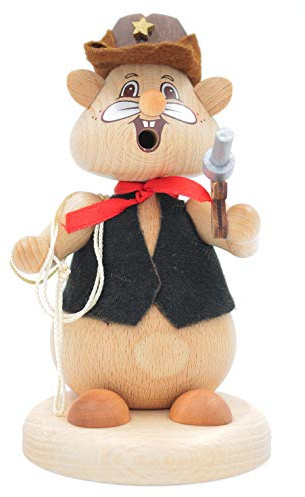 Kuhnert - Hamster Räuchermann Räucherfigur Massivholz gedrechselt 13cm (Cowboy)
