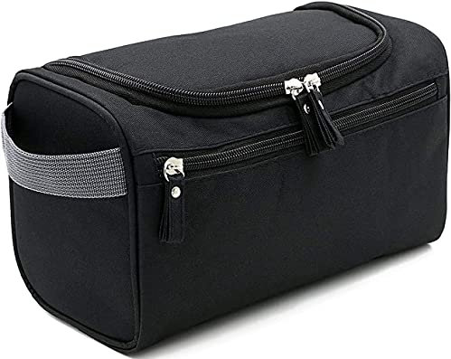 courti Trousse de Toilette pour Hommes et Femmes, Sac de Toilette Étanche Kit de Rasage Cosmétique Organisateur avec Crochet et Poignée pour Voyage Gym Business et Vacance (Noir)