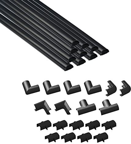 D-Line 20x10mm Kabelkanal zur Kabelführung, Kabelleiste - 20mm (B) x 10mm (H) - 10x 40cm Länge (4 Meter) - Schwarz